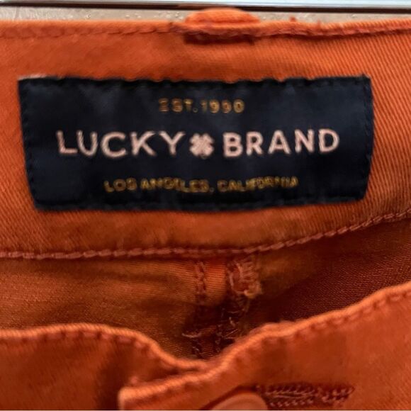 Lucky Brand Burnt Orange with Blue Side Stripe Utility Boyfriend Pants Size 6/28 - Picture 4 of 14